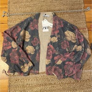 NWT Zara Unique Floral Cardigan